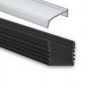 Zwart opbouw LED profiel inclusief afdekking 16,8mm x 13,01mm - 02ZWART