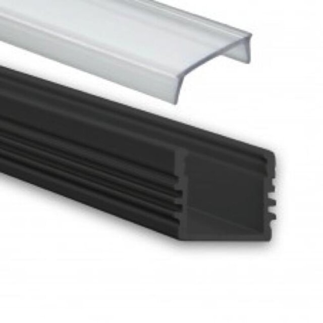 Zwart opbouw LED profiel inclusief afdekking 16,8mm x 13,01mm - 02ZWART