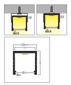 Zwart LED profiel inclusief opaal klikafdekking 18,8mm x 18,6mm - 20ZWART