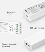 2 in  1 TUYA+ 2,4ghz LED controller om enkel kleurige / dual white LED strips te bedienen 12V/24V - MIBOXER E2-WR