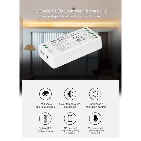 Miboxer Zigbee LED controller om RGBCCT LED strips te bedienen - FUT039Z