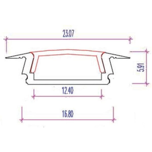 Luksus LED profielen Wit LED inbouw profiel inclusief klikafdekking 23,07mm x 5,91mm - 08WIT