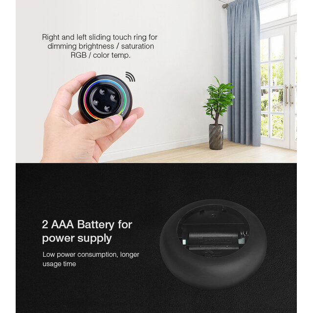 LED draadloze dimmer voor RGBW, RGBWW, RGBCCT - Miboxer S2 zwart