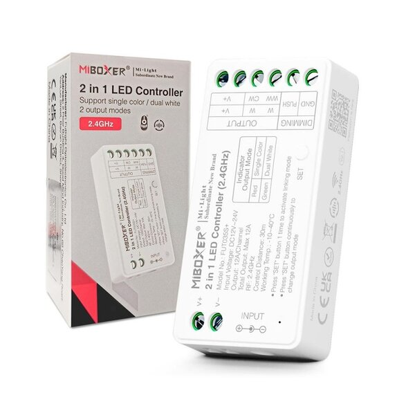 Miboxer 2 in 1  LED controller Single Color/Dual White LED strips - Miboxer FUT035S+