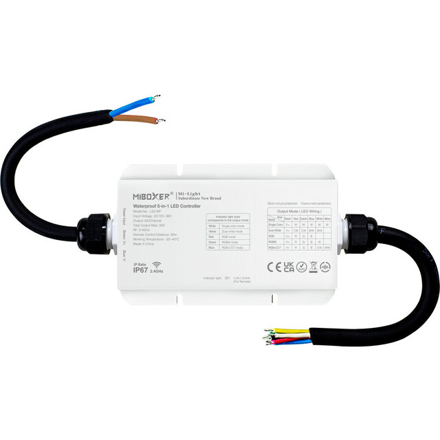 Waterdichte WiFi + 2,4ghz LED controller 12~24V 20A Optioneel afstandsbediening WL5-WP