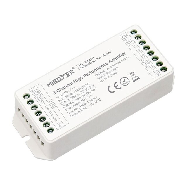 RGBCCT LED strip versterker Miboxer PA5