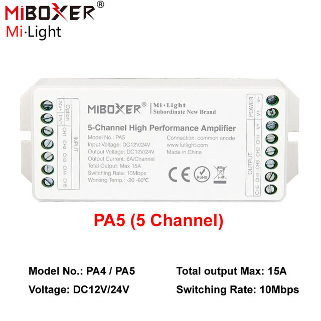 RGBCCT LED strip versterker Miboxer PA5