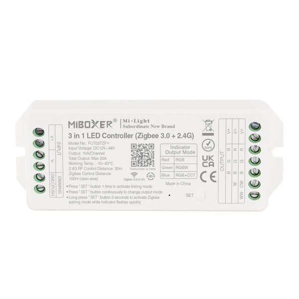 Miboxer 2 in  1 Zigbee + 2,4ghz LED controller om enkel kleurige / dual white LED strips te bedienen - FUT037ZP+ 12V/24V/48V