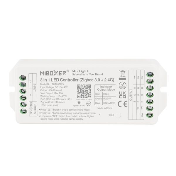 Miboxer Zigbee + 2,4ghz LED controller om enkel kleurige / dual white LED strips te bedienen - FUT037ZP+