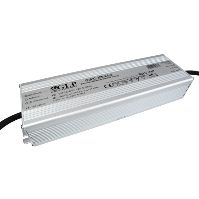 Waterdichte fase afsnijding dimbare LED voeding 200 watt 24 volt 8,3 ampere – IP67 GTMC-200-24-D