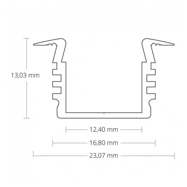 Wit LED inbouw profiel inclusief klikafdekking 23,07mm x 13,47mm - 03WIT
