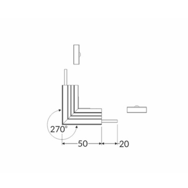 90 graden hoek profiel voor 20INBOUW-ZWART