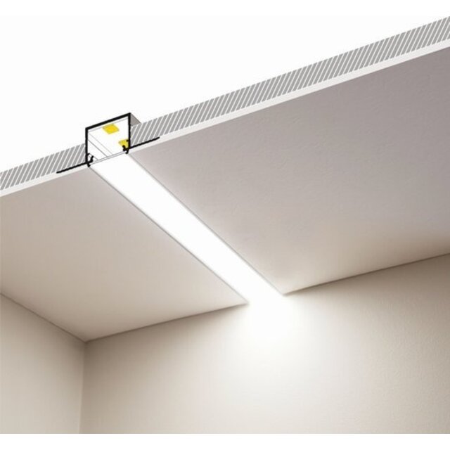 Trimless inbouw LED stuc profiel met afdekking 21 mm x 23,2 mm – XL28TrimlessALU