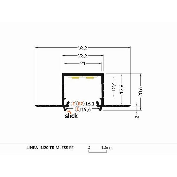 Luksus LED profielen Trimless inbouw LED stuc profiel met afdekking 21 mm x 34 mm – XL28TrimlessALU