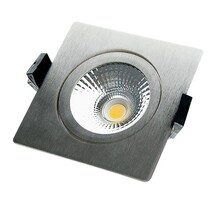 LED vierkante inbouwspot RVS - kantelbaar – 5W – Gatmaat 75mm