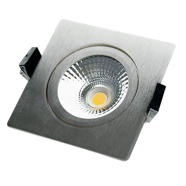 Luksus - LED lampen LED vierkante inbouwspot RVS - kantelbaar – 5W – Gatmaat 75mm