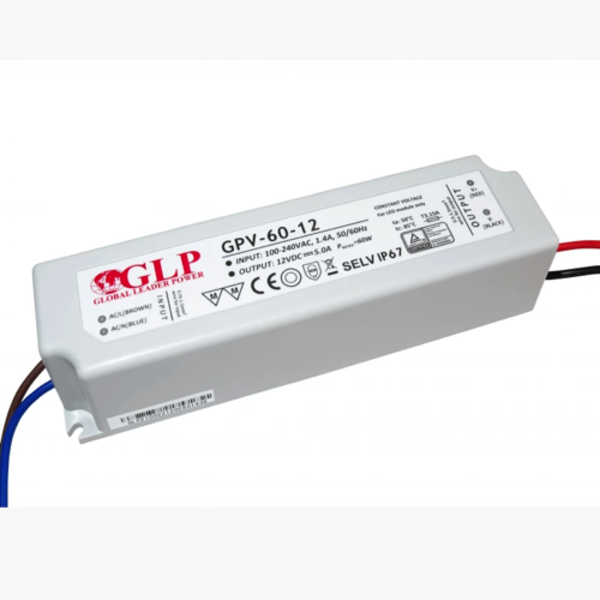 GLP LED voeding  LED voeding 60W 12VDC 5A CV - Waterdicht IP67 - GLP GPV-60-12