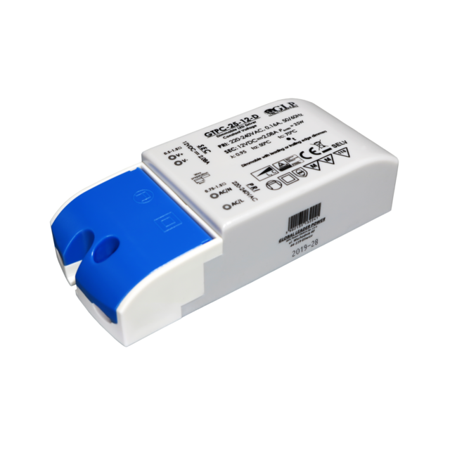 Dimbare LED voeding 12v 25w 2 ampere - fase dimbaar - IP20 - Fase afsnijding - GTPC-25-12-D