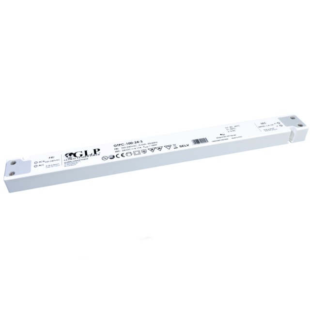 SLIM LED voeding 100 watt 24 volt 4,17 Ampère – IP20 – compact – GLP - GTPC-100-24-S