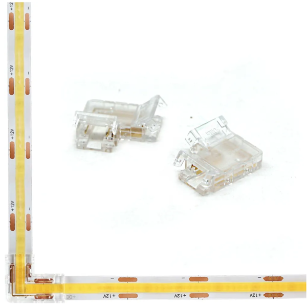 Luksus LED connectoren  COB LED strip klik connector hoek - soldeervrij - 90 graden connector COB