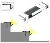 LED trapprofiel inclusief opaal klikafdekking 58,9mm x 27,5mm – B12ALU