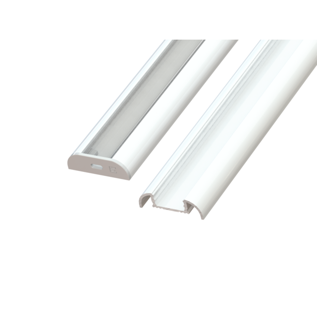 Wit half gebogen opbouw LED profiel inclusief klikafdekking 28mm x 8mm - 17.1WIT