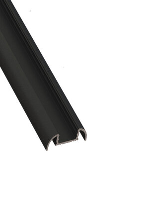Zwart half gebogen opbouw LED profiel inclusief klikafdekking 28mm x 8mm - 17.1ZWART