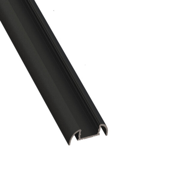 Zwart half gebogen opbouw LED profiel inclusief klikafdekking 28mm x 8mm - 17.1ZWART