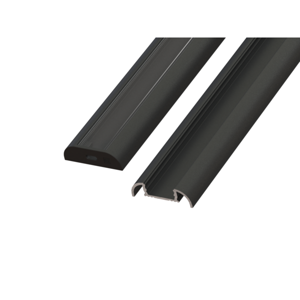 Luksus LED profielen Zwart half gebogen opbouw LED profiel inclusief klikafdekking 28mm x 8mm - 17.1ZWART