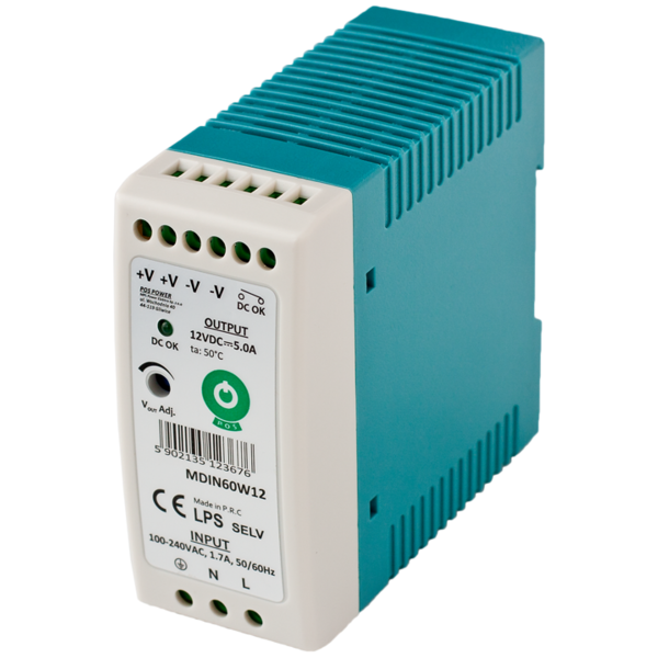 Luksus LED voeding Din Rail LED Voeding 60 watt 12 volt 5 Ampère – IP20