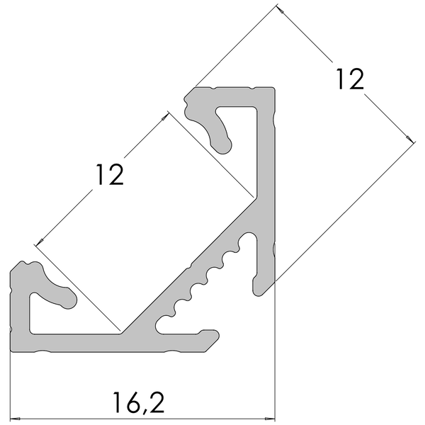 Luksus LED profielen LED hoekprofiel 2 meter inclusief opaal afdekking 16,2mm x 16,02mm - C07ALU