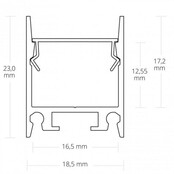 LED profiel inclusief verzonken afdekking 18,5mm x 23mm – 18.2ALU