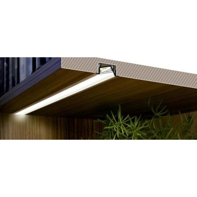 Diagonaal inbouw LED profiel 30 mm x 12.7 mm - C22ALU