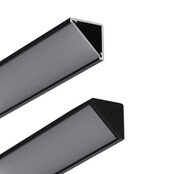 Zwart LED hoekprofiel met afdekking 16,5mm x 16,5mm - C12ZWART DUO