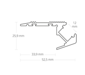 LED trapprofiel inclusief opaal klikafdekking 52,5 mm x 25,9 mm – D12