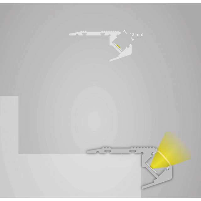 LED trapprofiel inclusief opaal klikafdekking 52,5 mm x 25,9 mm – D12