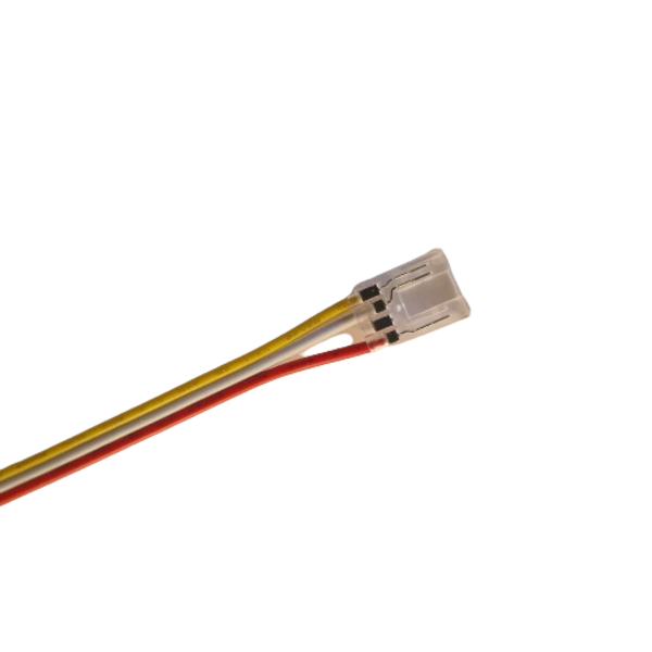 Luksus LED connectoren  Dual white COB LED strip connector 1 zijdig – soldeervrij – klik connector – 8mm