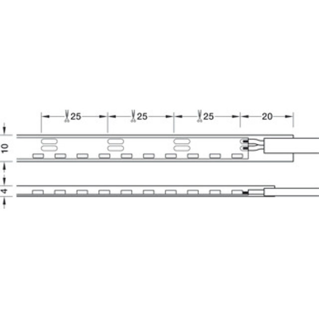 Led strip in siliconenslang, Häfele Loox5 led 2099 12 V 2-pol. (monochroom) straling naar de zijkant, voor groef 4 x 10 mm, 120 leds/m, 9,6 W/m, IP44