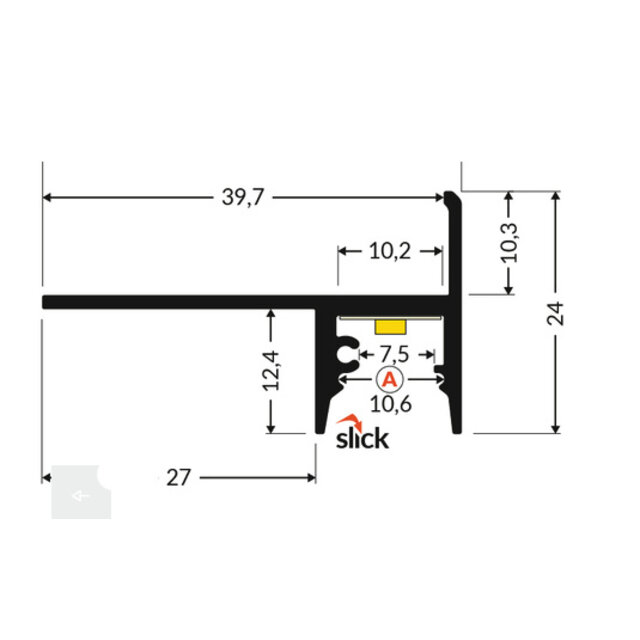 LED tegel en stuc profiel inclusief afdekking 39,7mm x 24mm - Tegel10