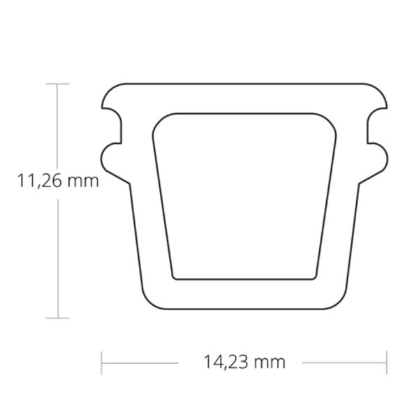 Luksus LED profiel rubberen afdichting t.b.v. installatie STUC/GIPS/TEGEL 12,4mm binnenmaat