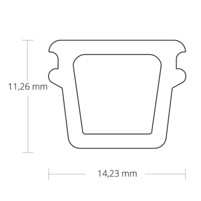 LED profiel rubberen afdichting t.b.v. installatie STUC/GIPS/TEGEL 12,4mm binnenmaat