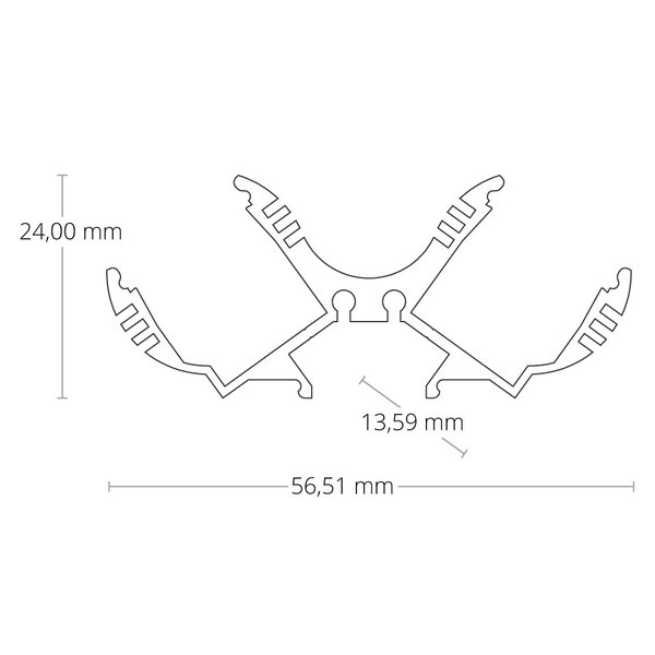 Luksus LED profielen LED profiel voor 2 LED strips inclusief afdekking  - PL12