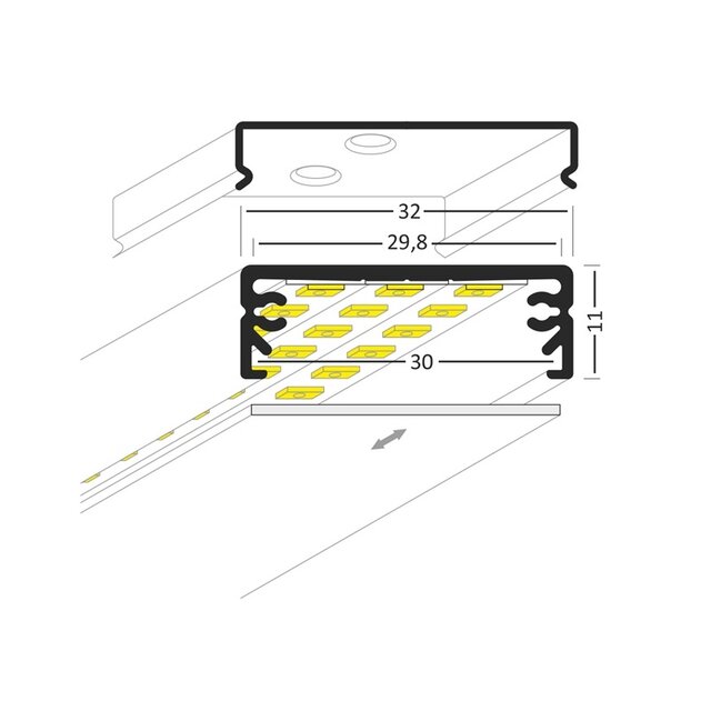 Extra breed LED XL profiel 32mm x 11 mm – XL24ALU