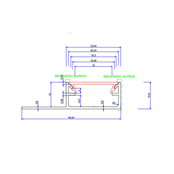 Luksus LED profielen LED tegel en stuc profiel inclusief afdekking 40mm x 10,8mm - STUC300