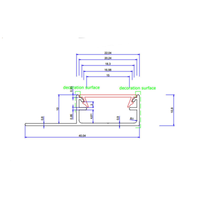 LED tegel en stuc profiel inclusief klikafdekking 40mm x 10,8mm - STUC300