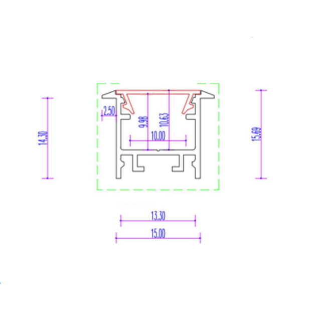 Zwart LED inbouw profiel inclusief klikafdekking 15mm x 15.69mm - 303ZWART