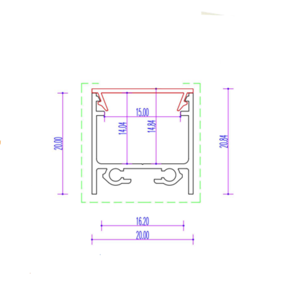 Luksus LED profielen LED profiel inclusief opaal klikafdekking - 20mm x 20mm - 318ALU