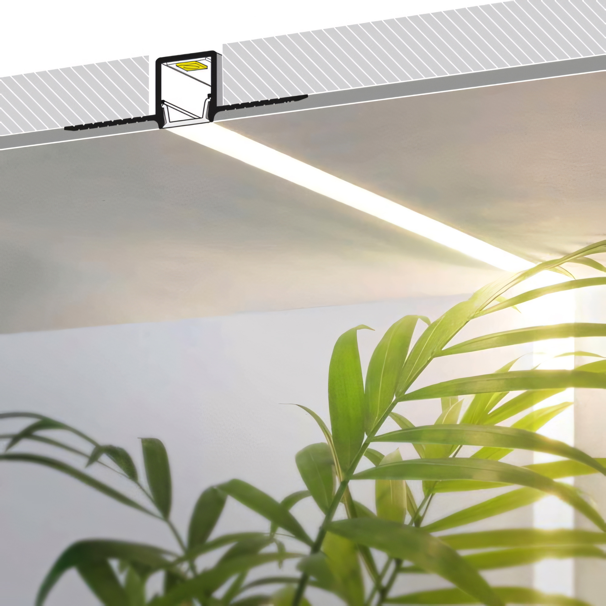 Plafondverlichting met LED strips 
