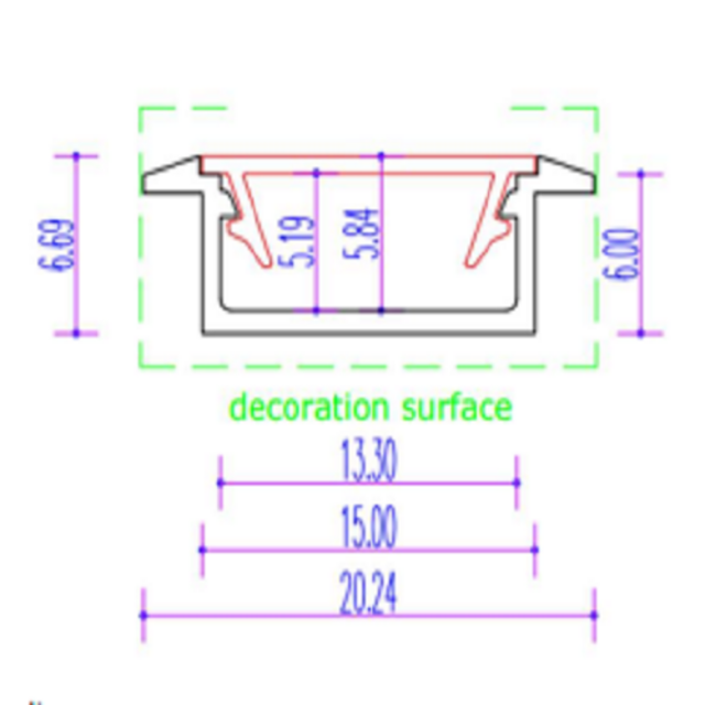 Zwart LED inbouw profiel inclusief klikafdekking 15mm x 6mm - 308ZWART