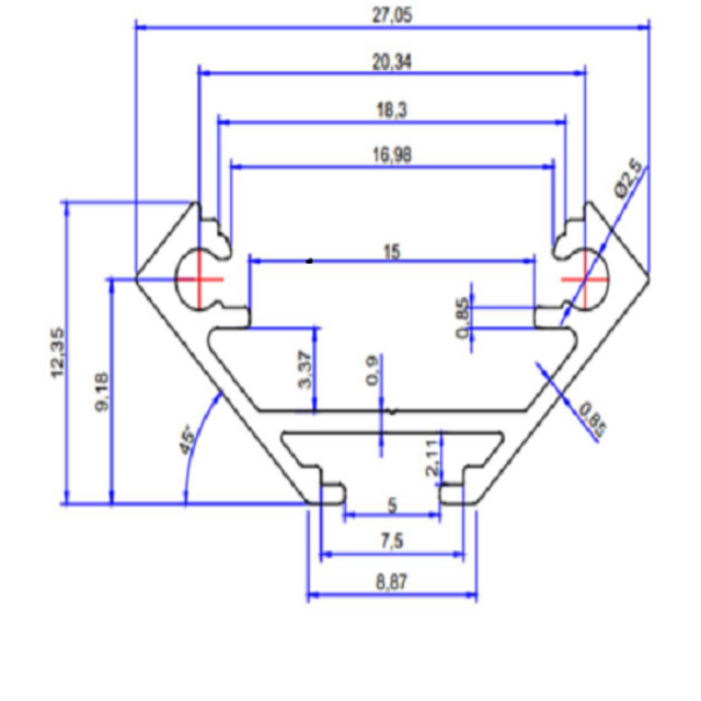 LED hoekprofiel inclusief afdekking 27.05 x 12.35 mm - 323ALU